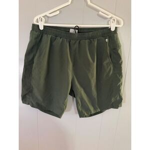 Caliville Athletic Shorts Mens Large Olive Green Zipper Pocket Hiking Gym